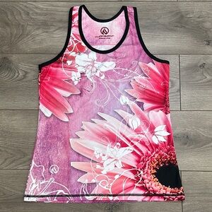 INKnBURN Wildflower‎ Singlet Running Training Tank Pink White Size Large